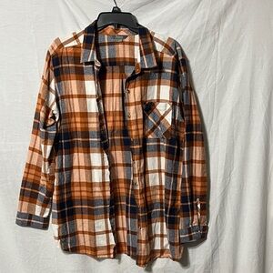Natural Refections Plaid Shirt - Orange, Navy, and White